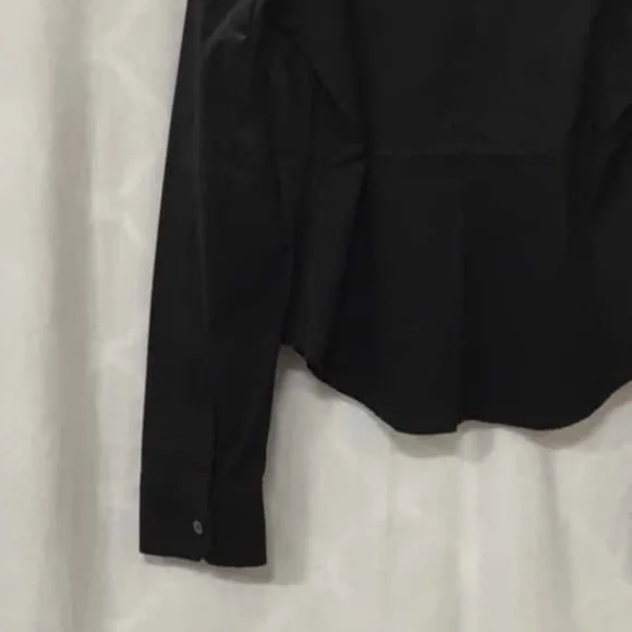 MAX MARA WEEKEND Black Cotton Lycra Button High Collar Office Long Sleeve Shirt - Picture 4 of 9